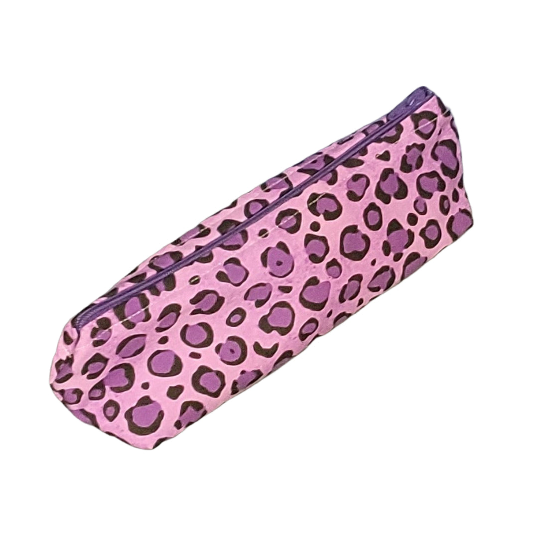 Leopard Purple Small Makeup Bag / Pencil Holder