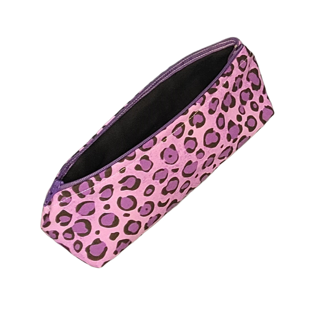 Leopard Purple Small Makeup Bag / Pencil Holder