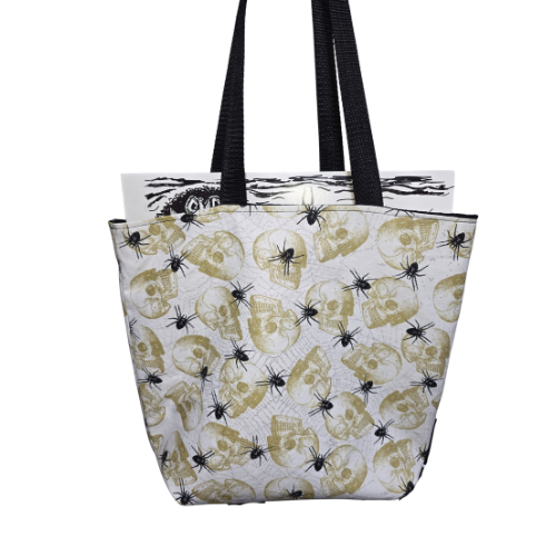 Skulls in Gold with Spiders Record Tote Bag