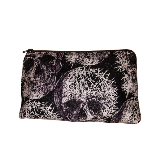 Skull Pins Glitter Make Up Bag